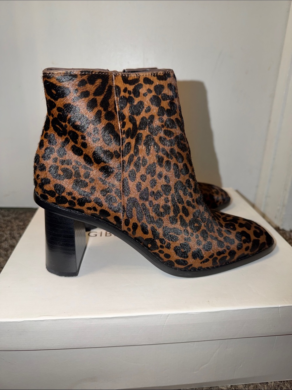 Real cow hair Leopard Print Ankle Boots - Women's Brown Leopard Booties
